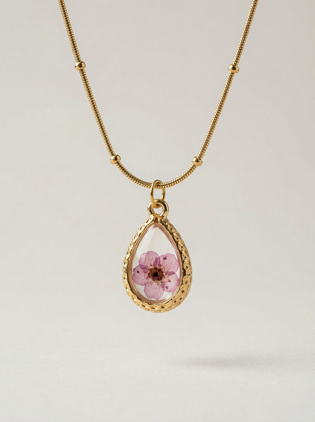 Water Drop Gold & Purple Teardrop Pendant Necklace