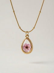 Water Drop Gold & Purple Teardrop Pendant Necklace