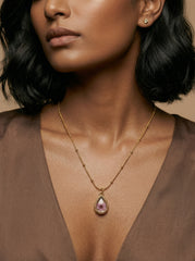 Water Drop Gold & Purple Teardrop Pendant Necklace