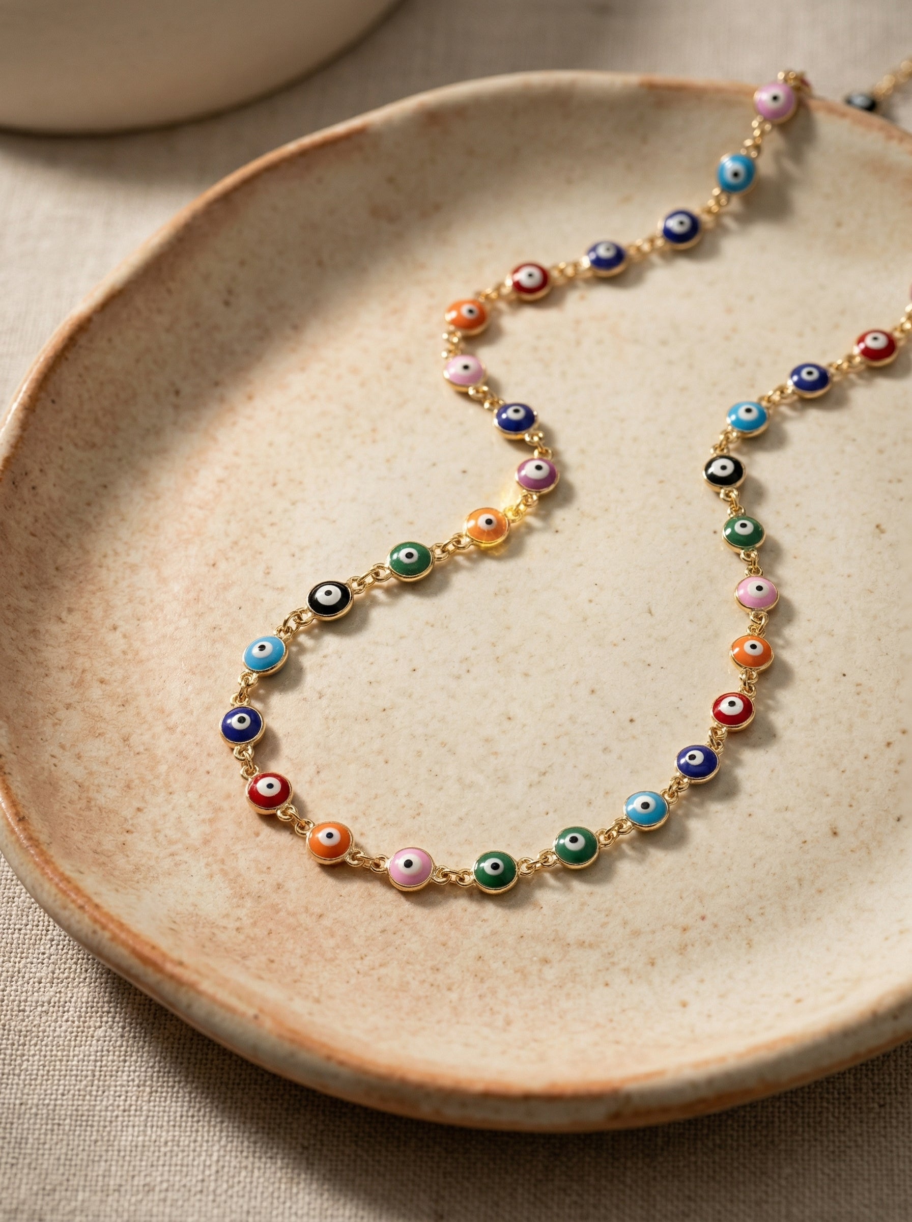 Colored Gold Devil's Eye Beaded Necklace