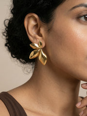 Gold Leaf Stainless Steel Stud Earrings – 18K Gold PVD Coated