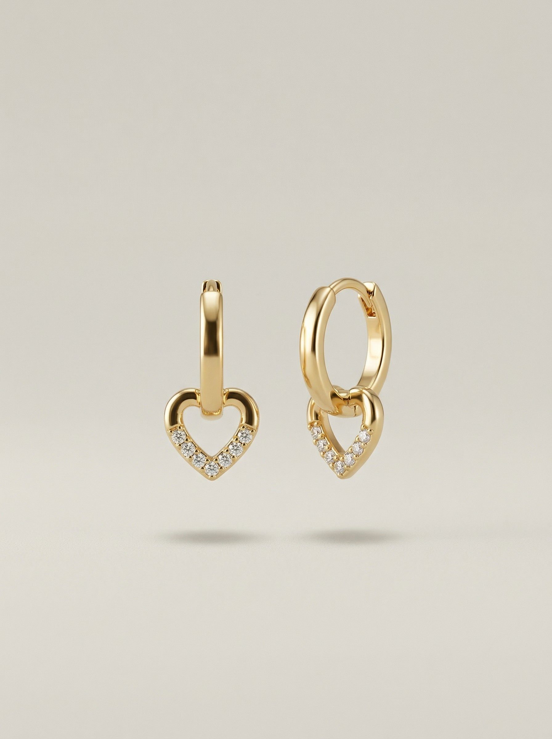 Gold Plated Stainless Steel Geometric Heart Drop Earrings for Women