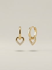 Gold Plated Stainless Steel Geometric Heart Drop Earrings for Women