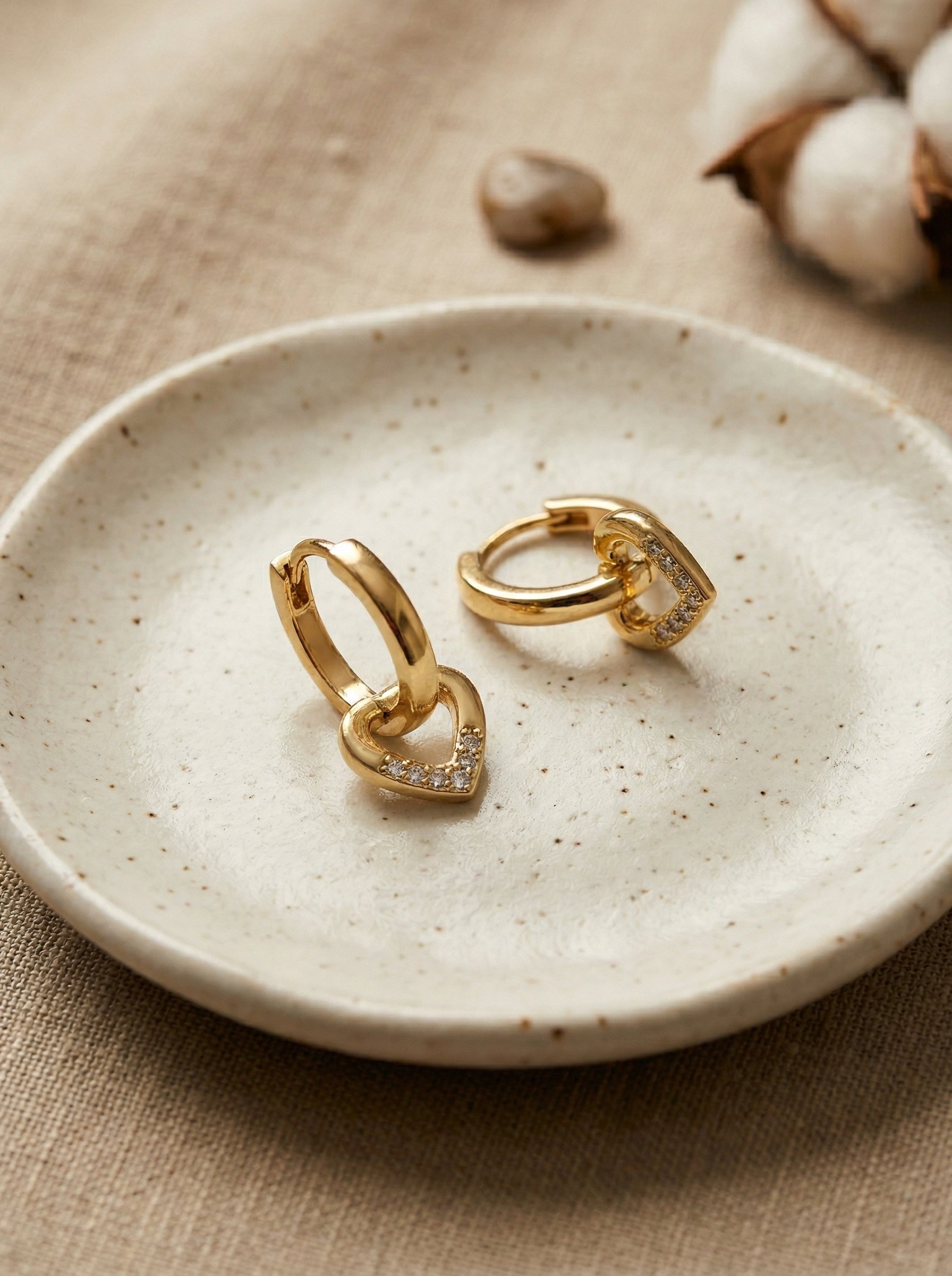 Gold Plated Stainless Steel Geometric Heart Drop Earrings for Women