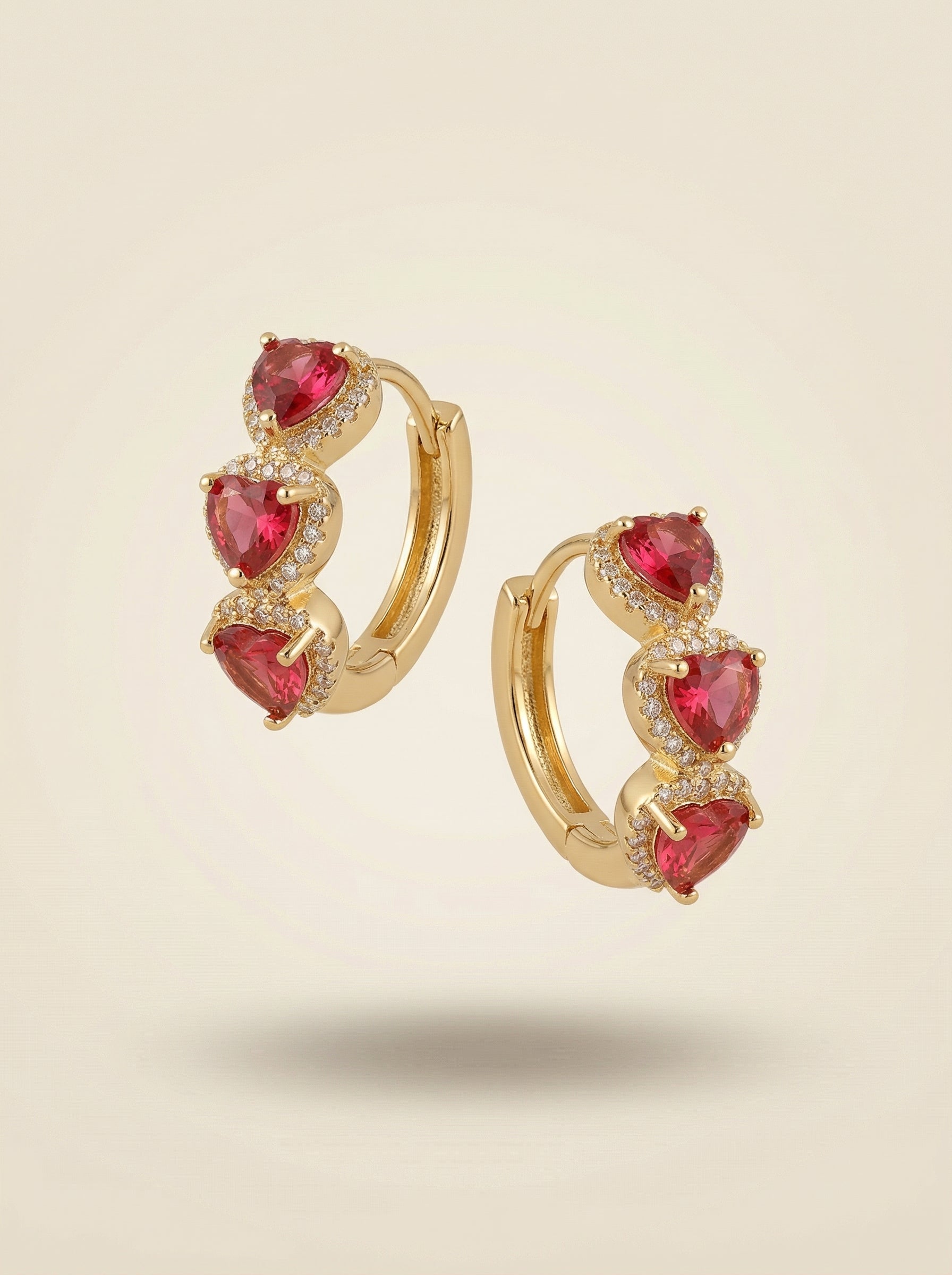 Red Heart Copper Hoop Earrings - Retro Style