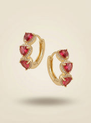 Red Heart Copper Hoop Earrings - Retro Style