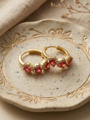 Red Heart Copper Hoop Earrings - Retro Style