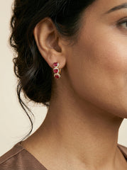 Red Heart Copper Hoop Earrings - Retro Style
