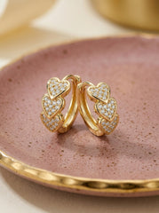 Gold Geometric Heart Hoop Earrings in Stainless Steel