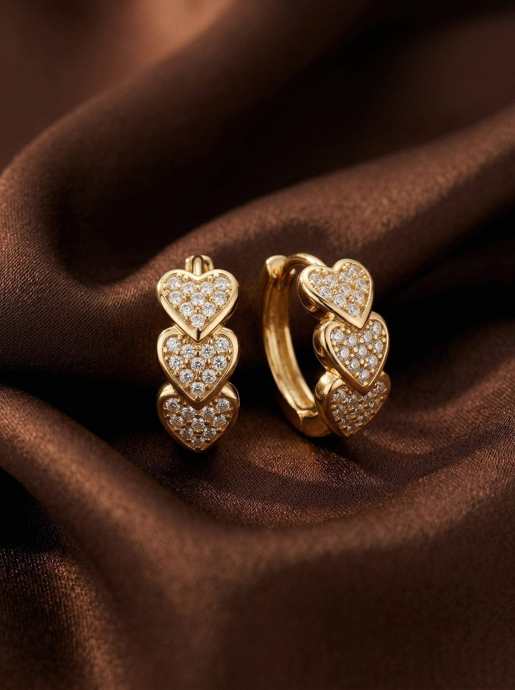 Gold Geometric Heart Hoop Earrings in Stainless Steel
