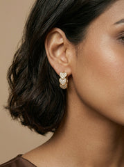 Gold Geometric Heart Hoop Earrings in Stainless Steel