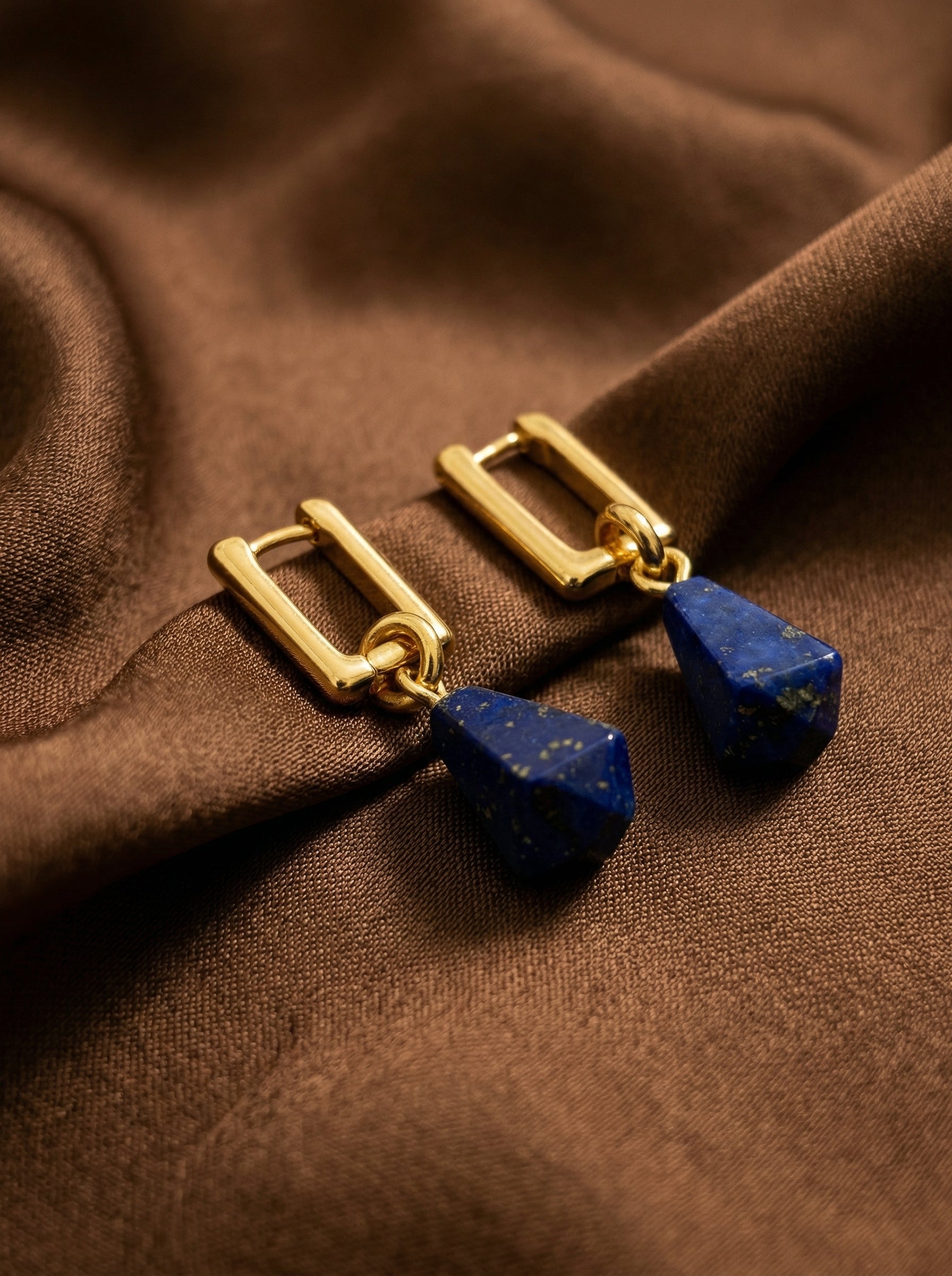 Gold-Tone Lapis Lazuli Geometric Earrings