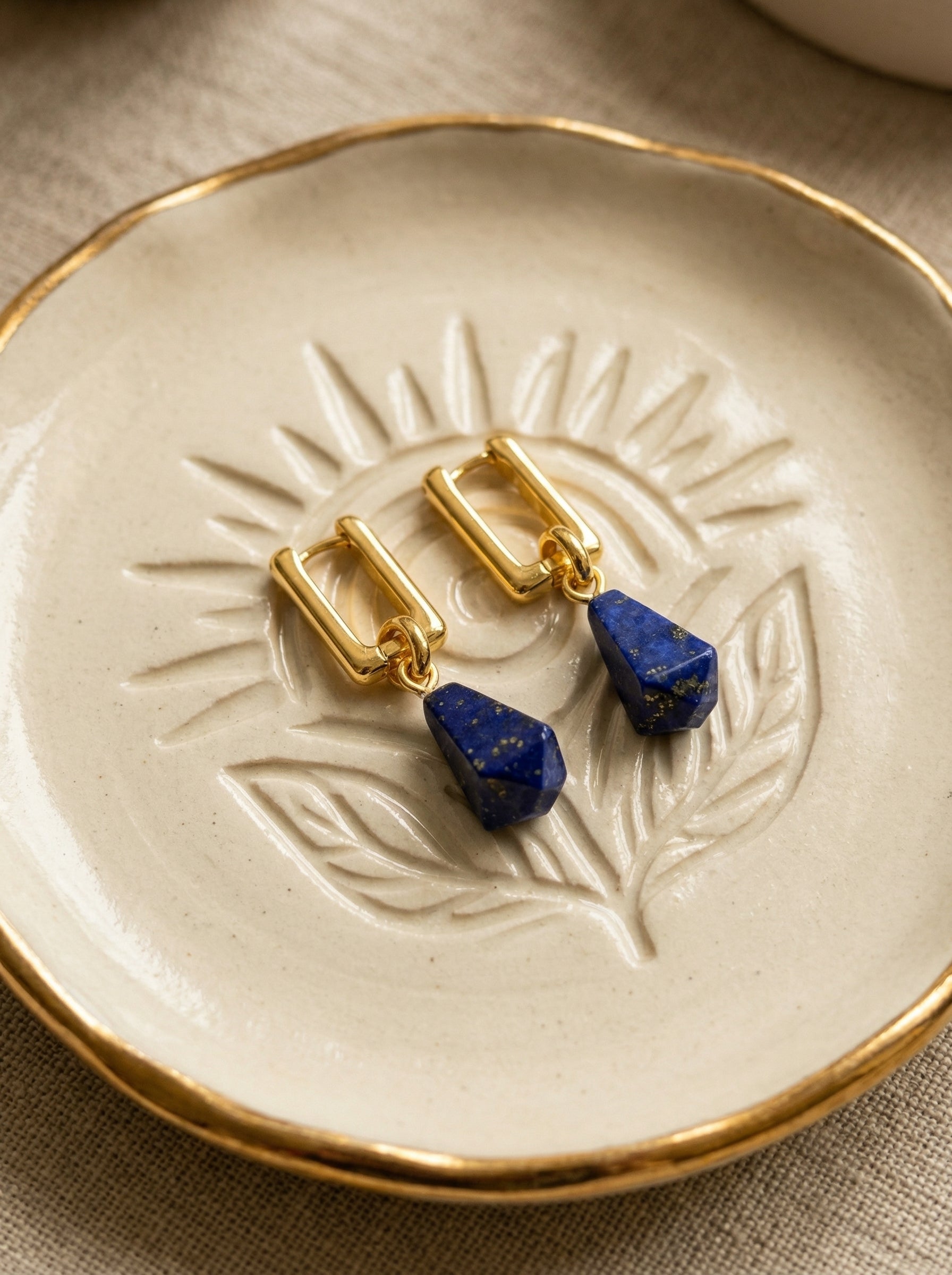 Gold-Tone Lapis Lazuli Geometric Earrings