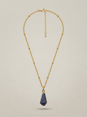 Gold-Tone Lapis Lazuli Necklace with Irregular Teardrop Pendant