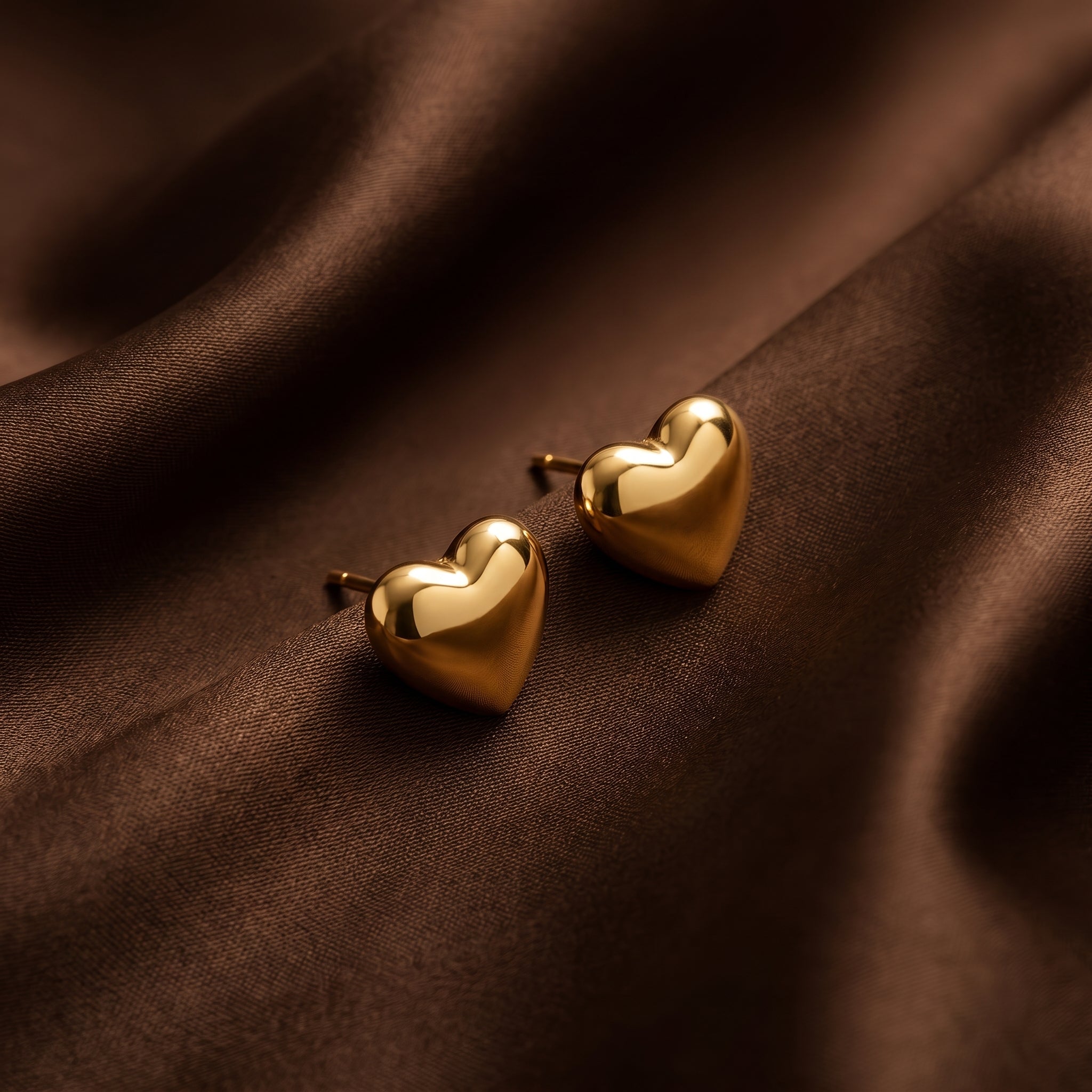 18K Gold Heart Earrings Stainless Steel