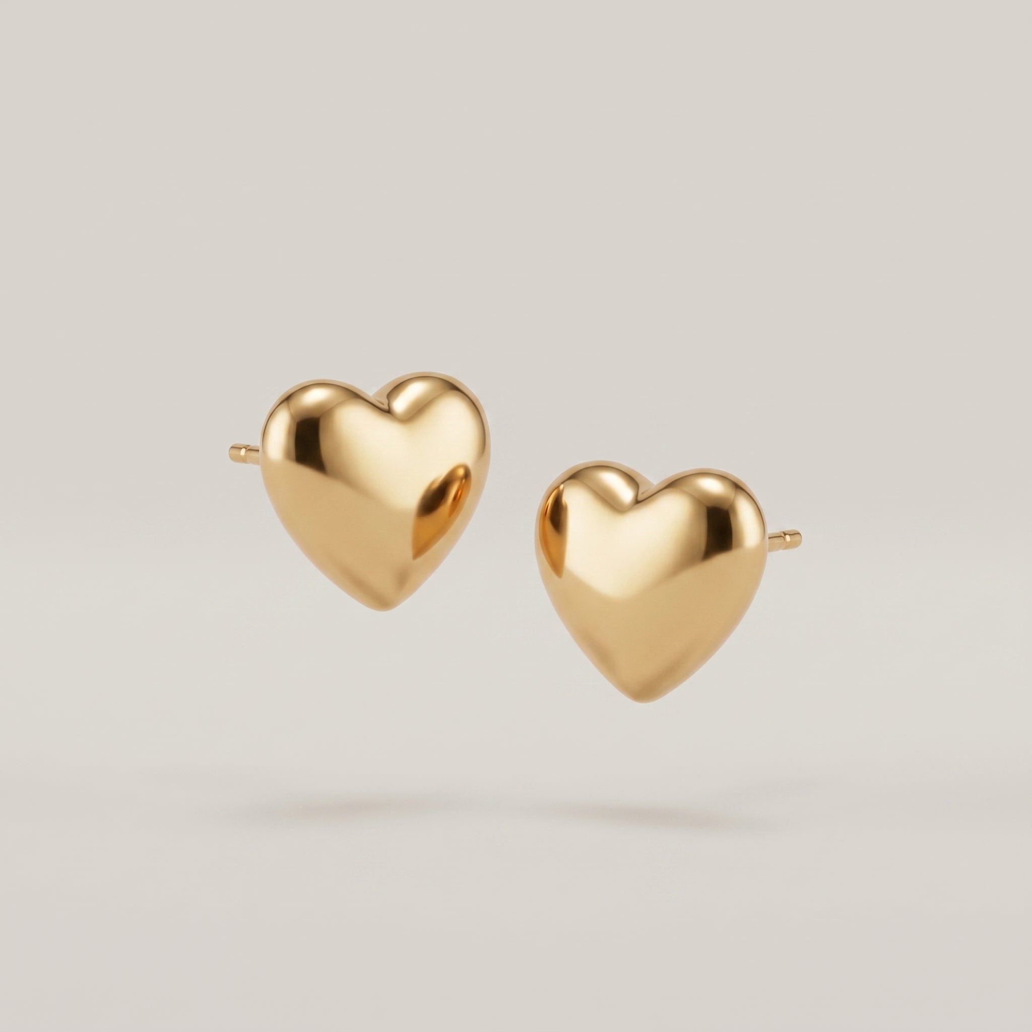 18K Gold Heart Earrings Stainless Steel