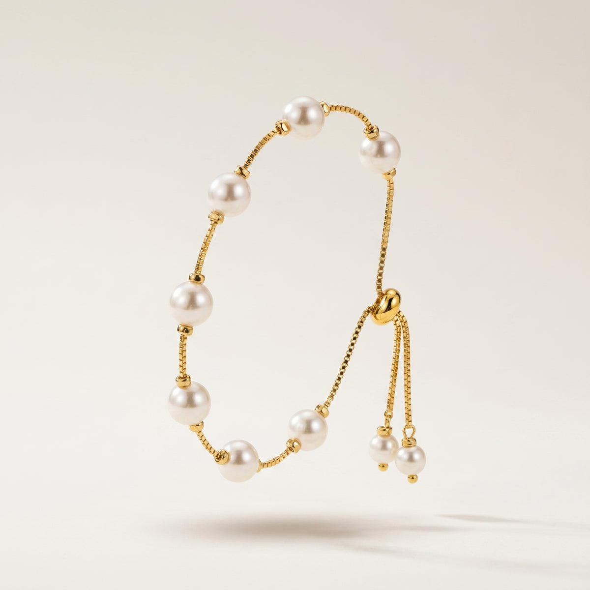 Gold Plated Pearl Chain Bracelet – Classic Everyday Elegance
