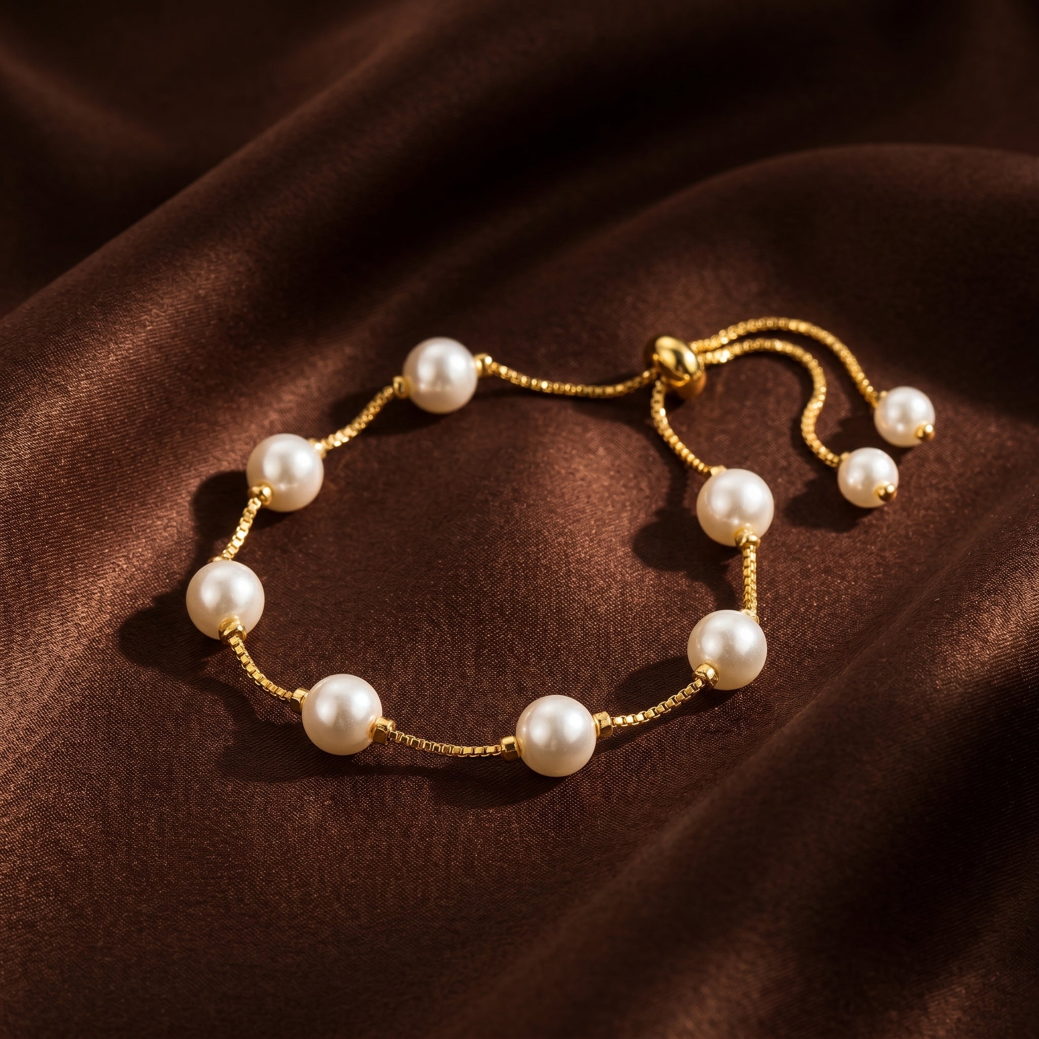 Gold Plated Pearl Chain Bracelet – Classic Everyday Elegance