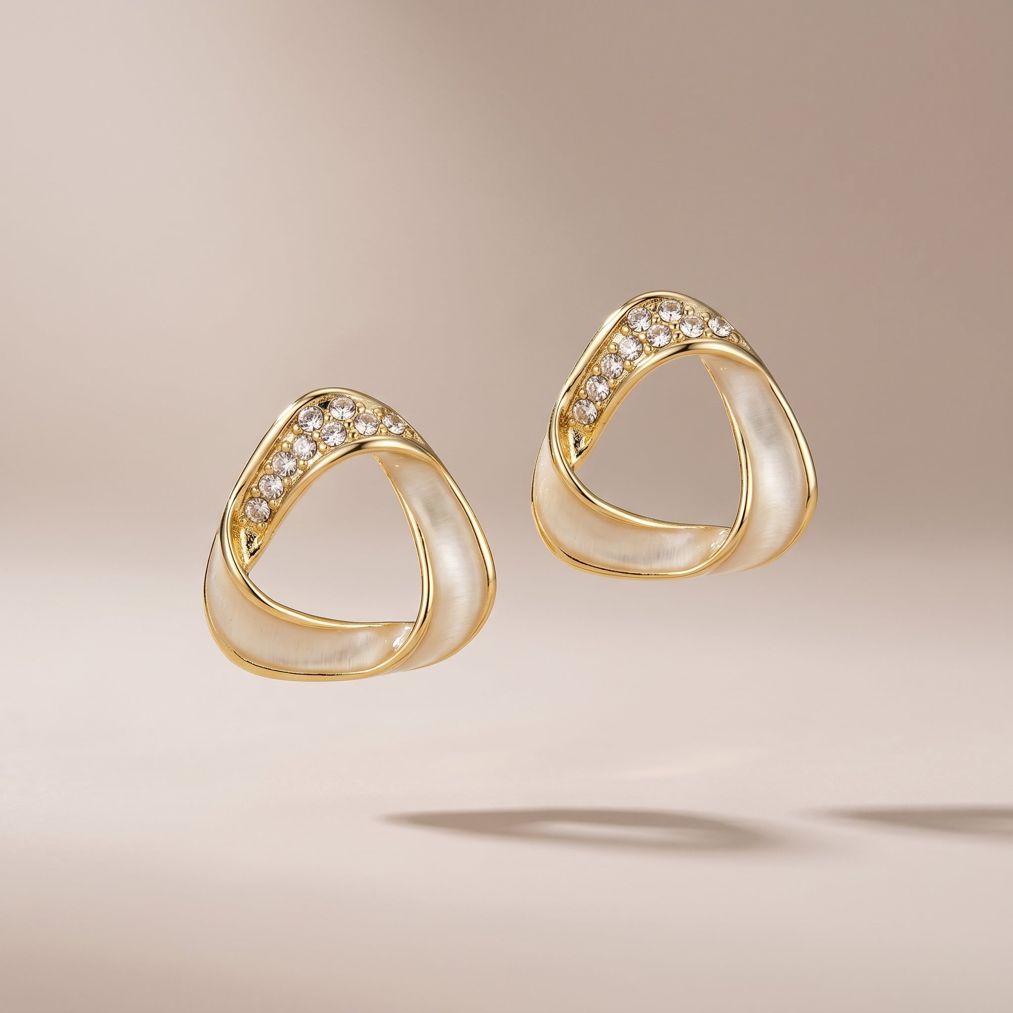 S925 Silver & Gold-Tone Butterfly Knot Pearl Earrings
