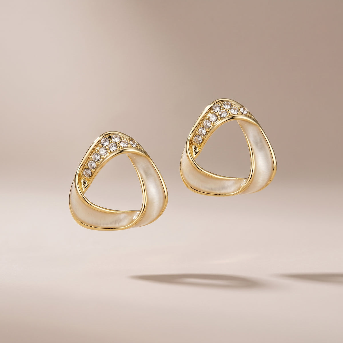 S925 Silver & Gold-Tone Butterfly Knot Pearl Earrings