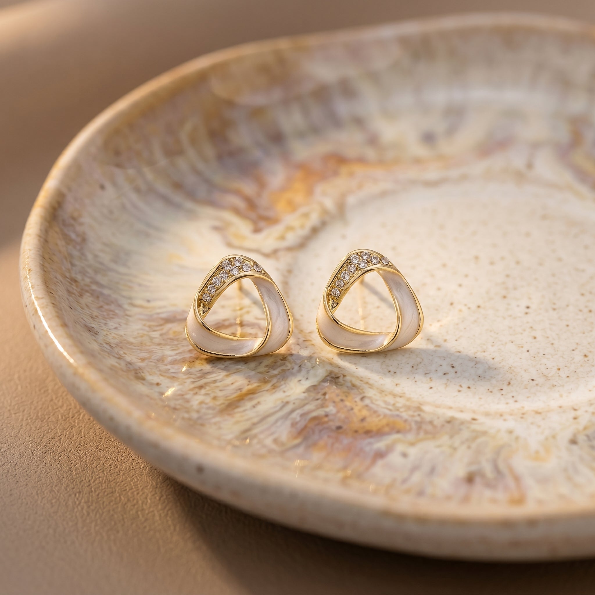 S925 Silver & Gold-Tone Butterfly Knot Pearl Earrings
