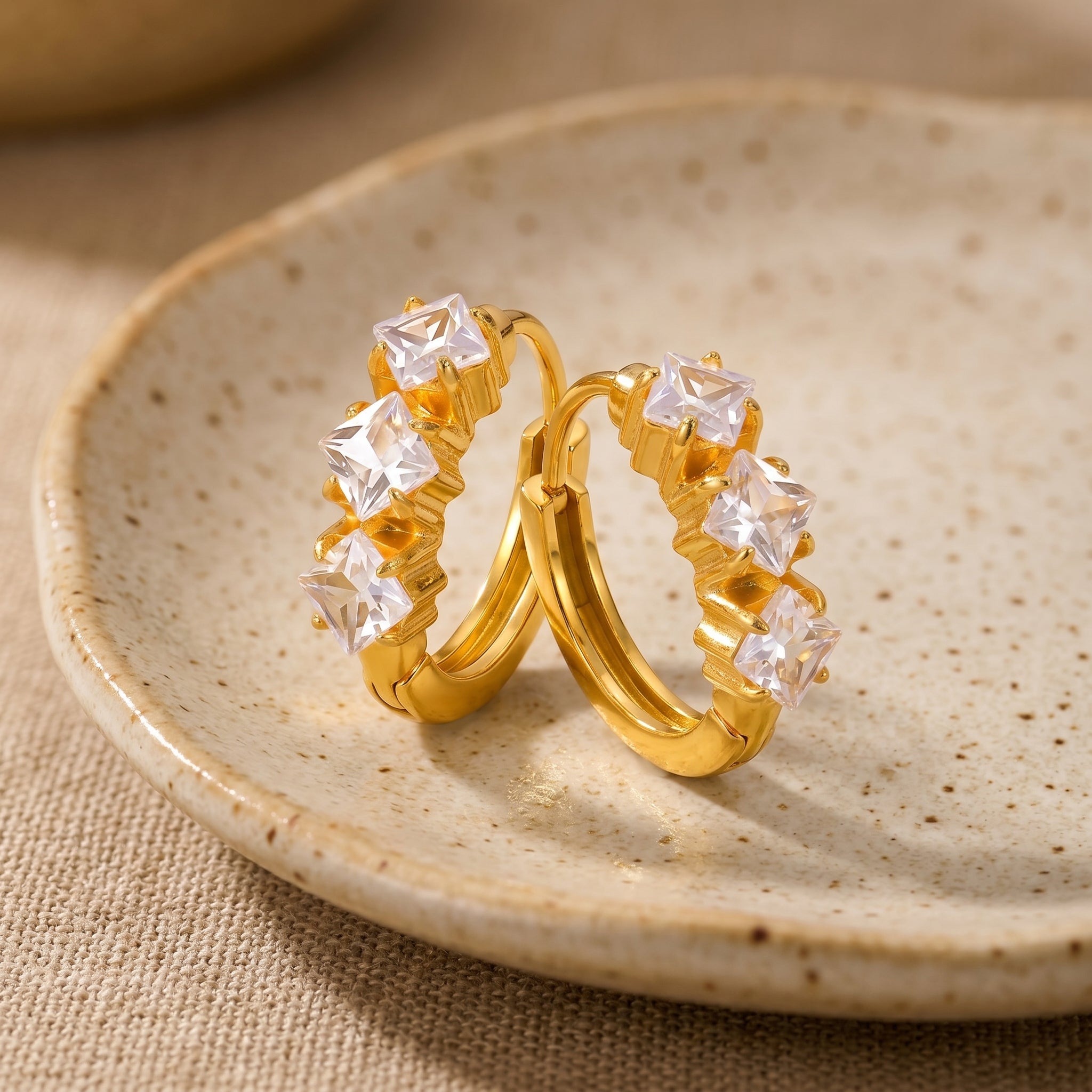 Gold 18K PVD Stainless Steel Geometric Hoop Earrings