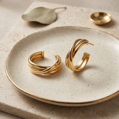 Gold Irregular Butterfly Knot Earrings with S925 Silver Needle Hooks