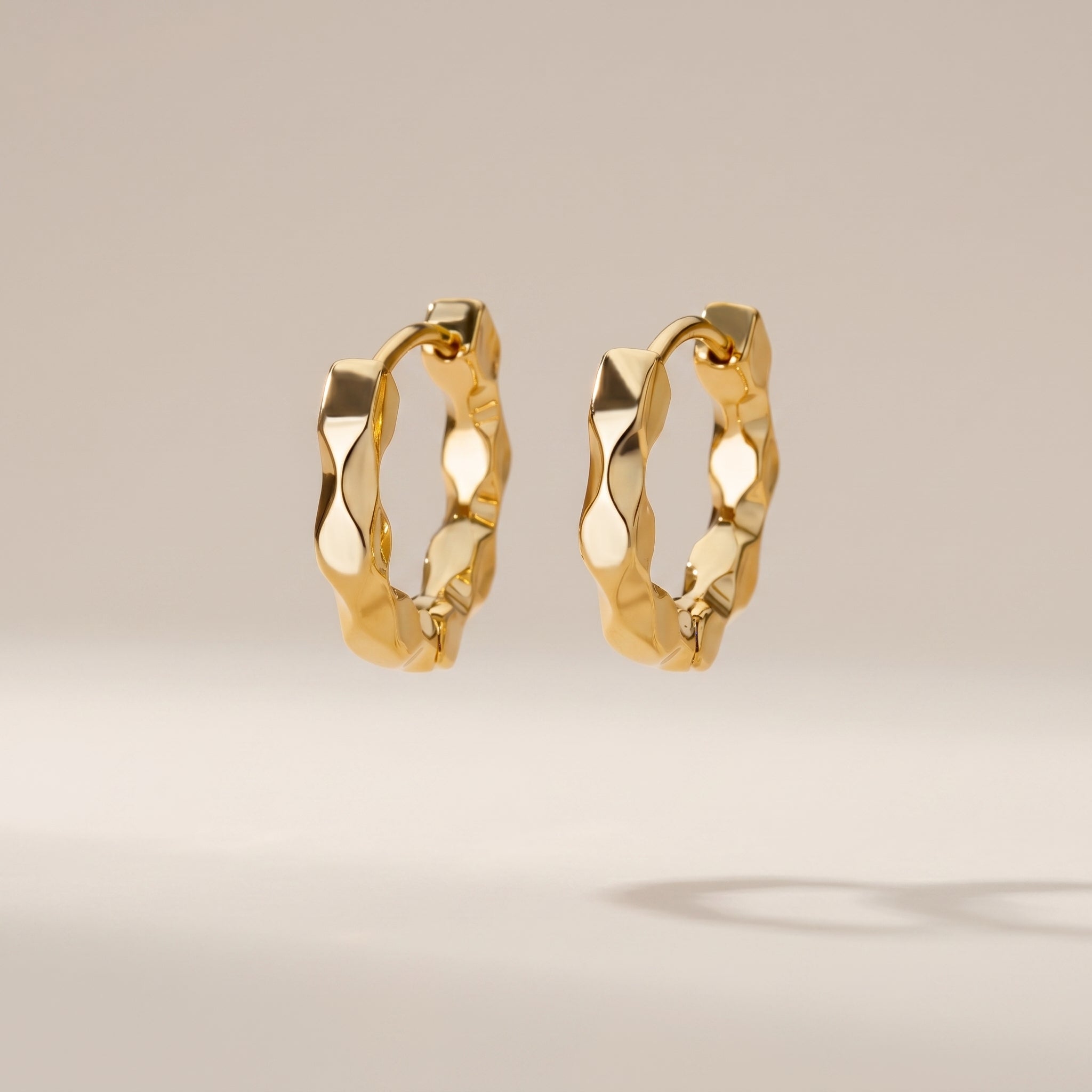 18K Gold Wavy Stainless Steel Hoop Earrings