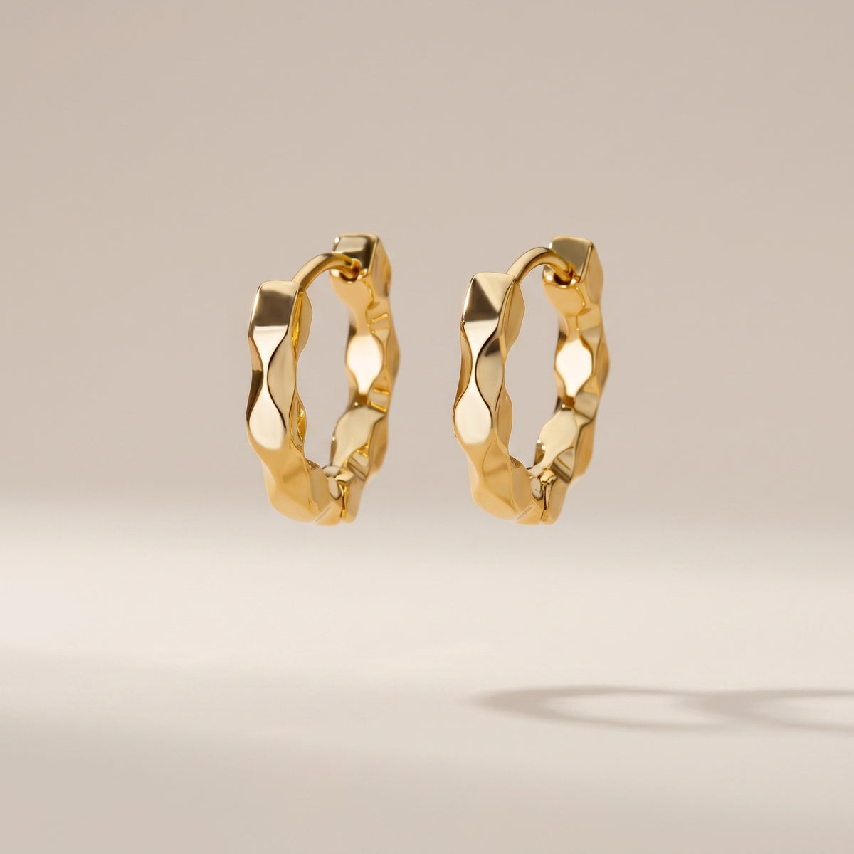 18K Gold Wavy Stainless Steel Hoop Earrings