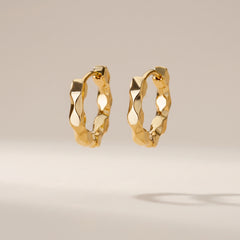 18K Gold Wavy Stainless Steel Hoop Earrings
