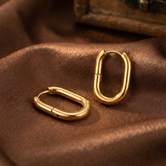 Gold U-Shaped Stainless Steel Earrings 14K Plated