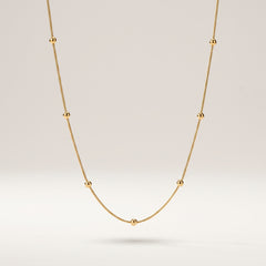 18K Gold Round Snake Bead Chain Necklace Stainless Steel