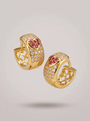 Gold Crystal Heart Huggie Hoop Earrings – Copper & Stainless Steel