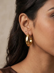 Gold C-Shape Hoop Earrings – 18K Ion-Plated Stainless Steel
