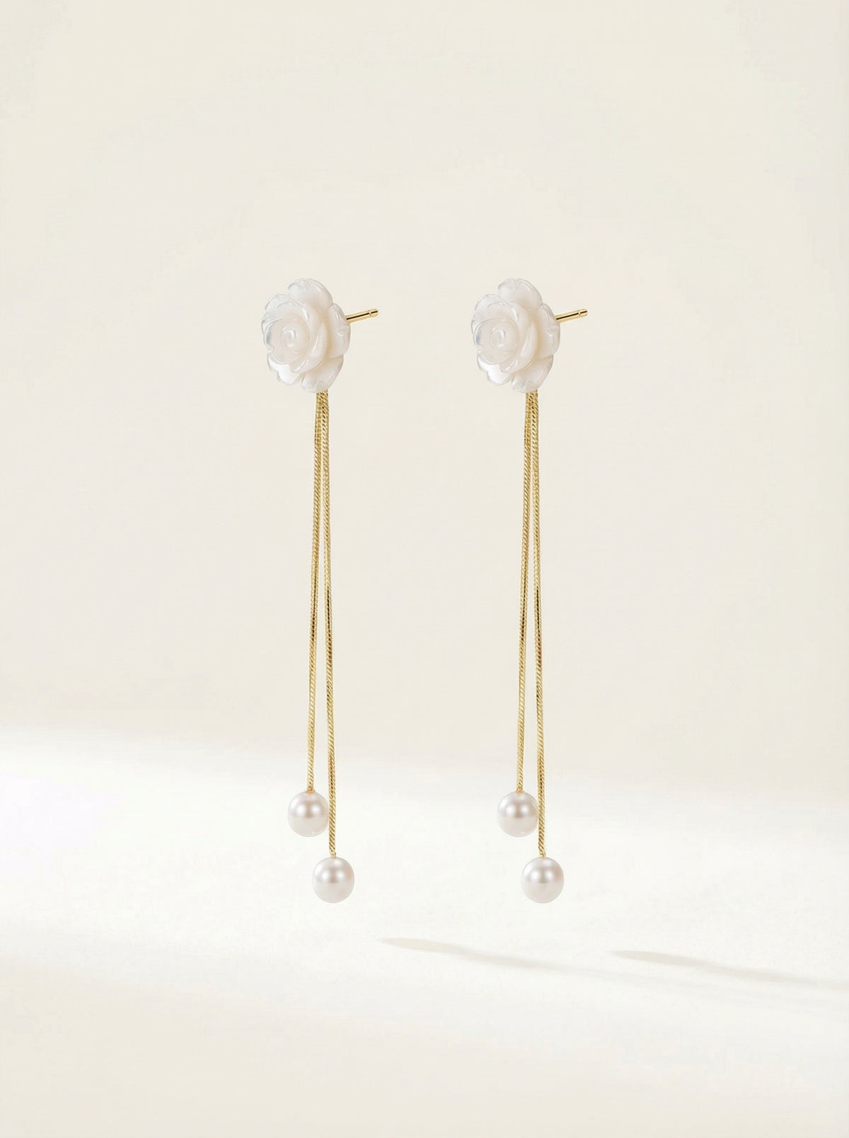 S925 Silver Needle Pearl Drop Earrings with Floral Butterfly Knot