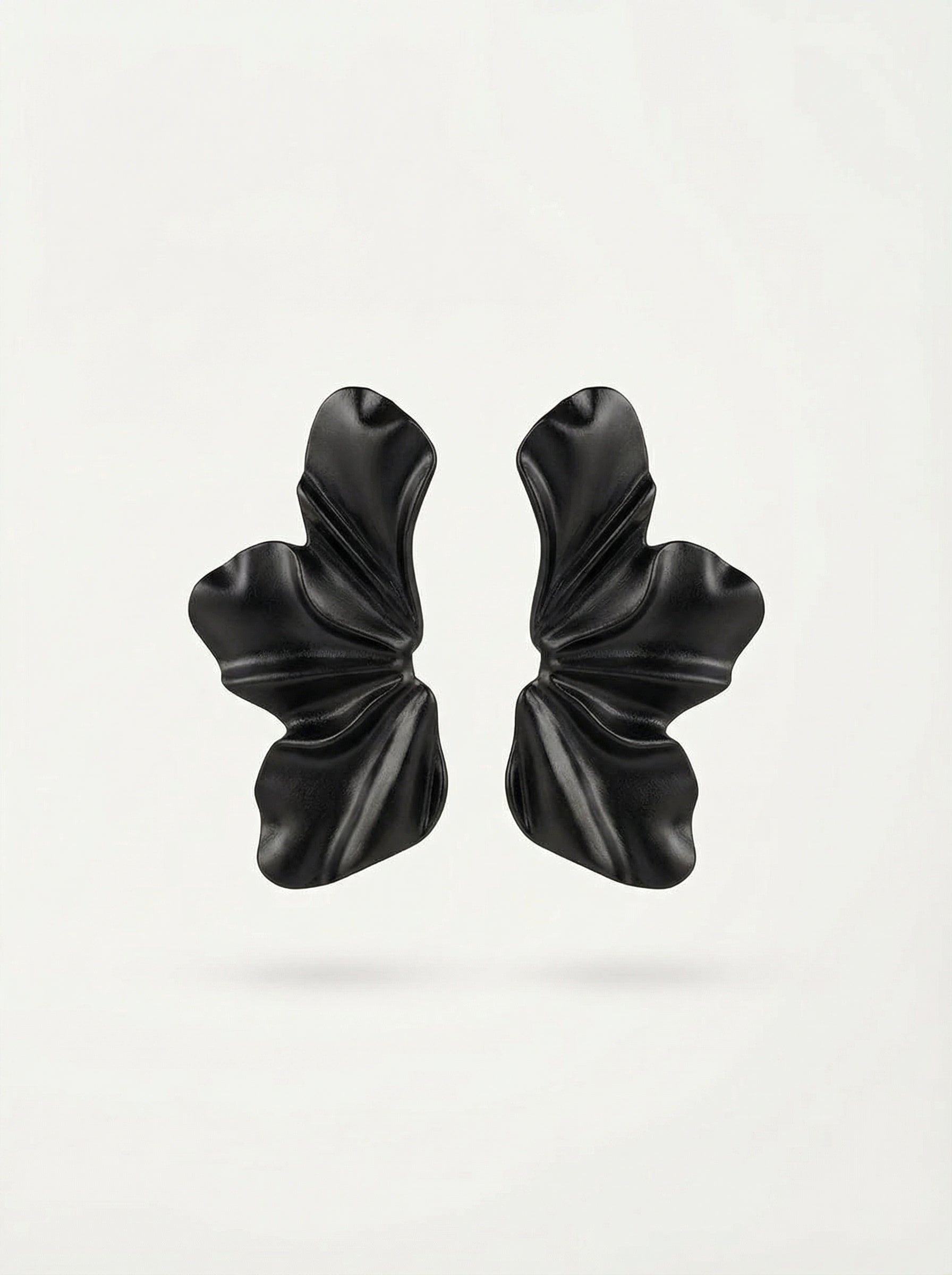 Matte Black Alloy Petal Statement Earrings