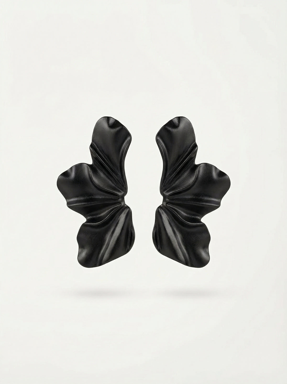Matte Black Alloy Petal Statement Earrings