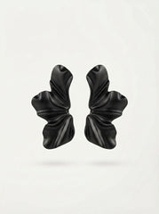 Matte Black Alloy Petal Statement Earrings