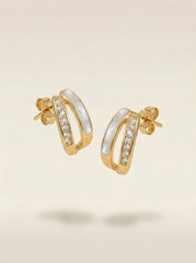 S925 Silver Gold-Plated Oval Pearl Stud Earrings