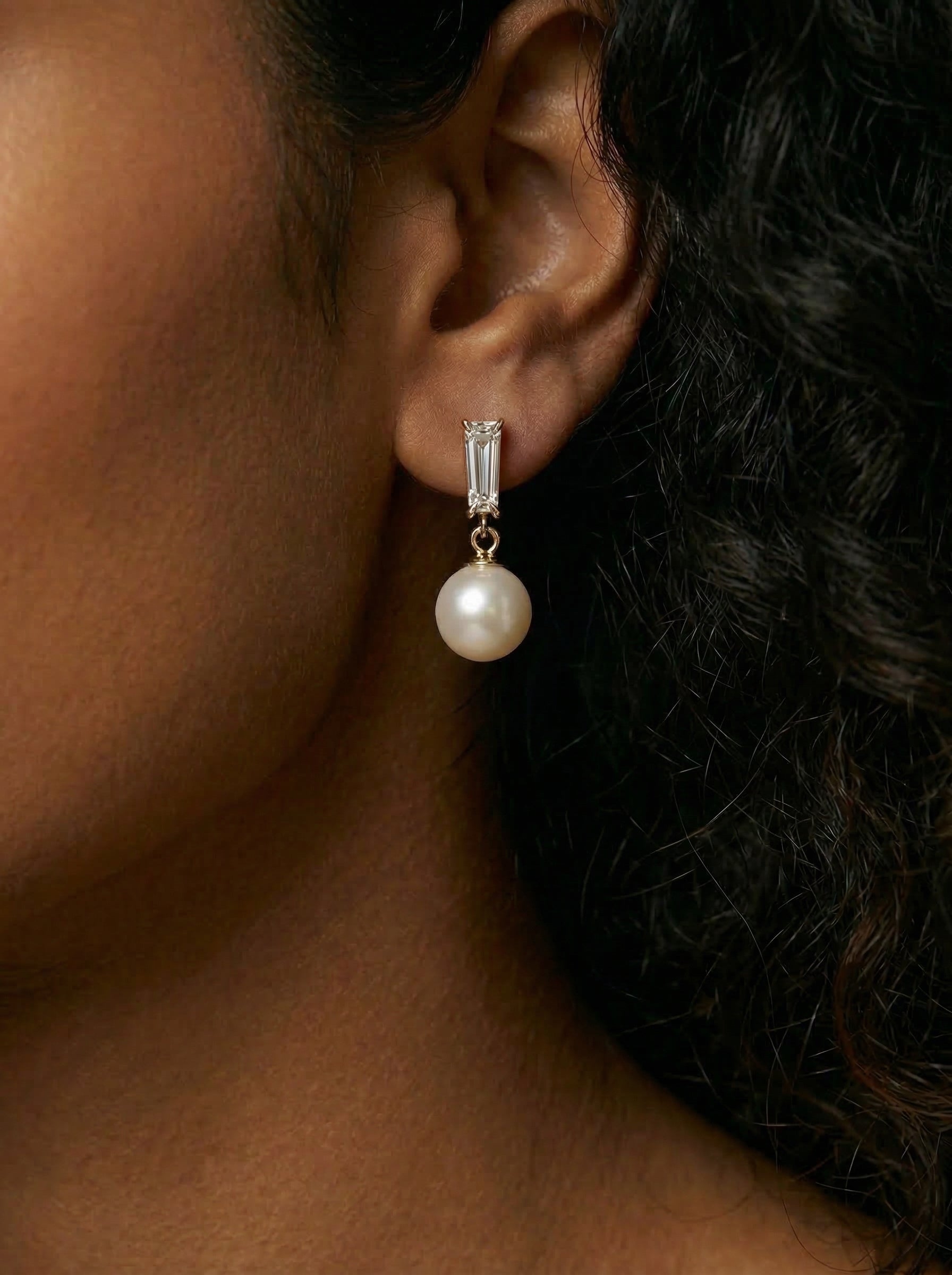 S925 Silver Needle Pearl Drop Earrings with Leaf & Butterfly Knot
