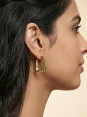 Gold-Tone Geometric Medium Earrings Minimalist Metal