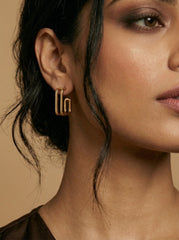 Gold-Tone S925 Silver Needle Leaf & Flower Pearl Earrings