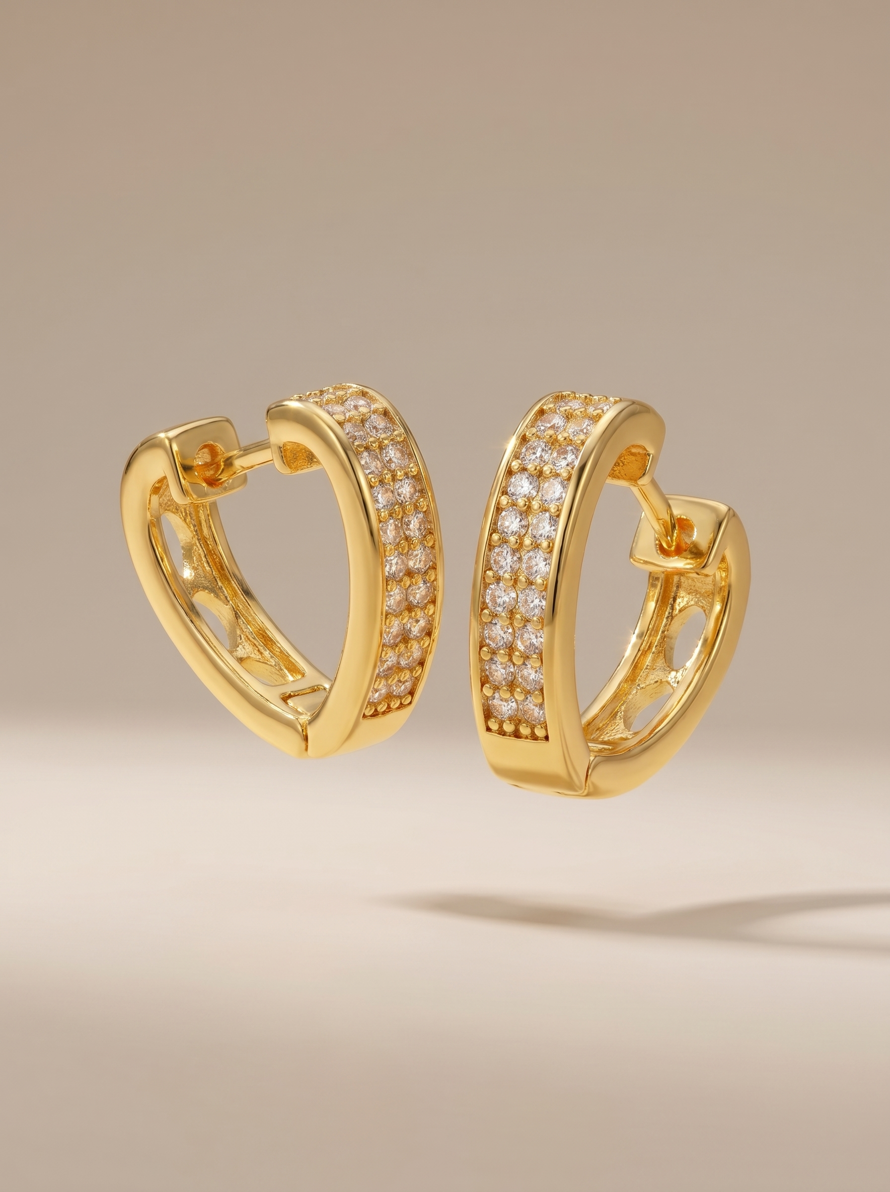 Geometric Zircon Inlay Earrings – Gold Copper & Stainless Steel