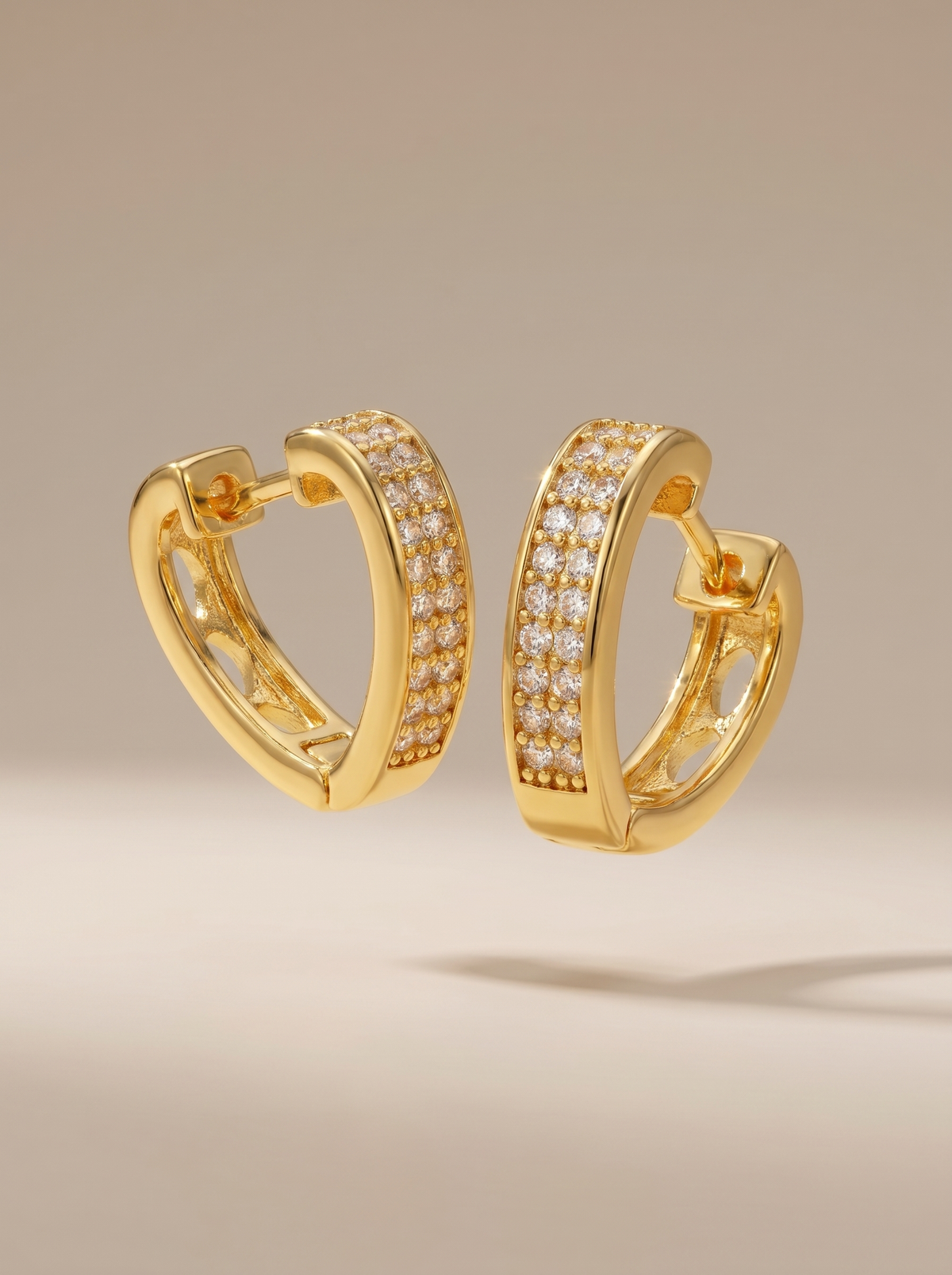Geometric Zircon Inlay Earrings – Gold Copper & Stainless Steel