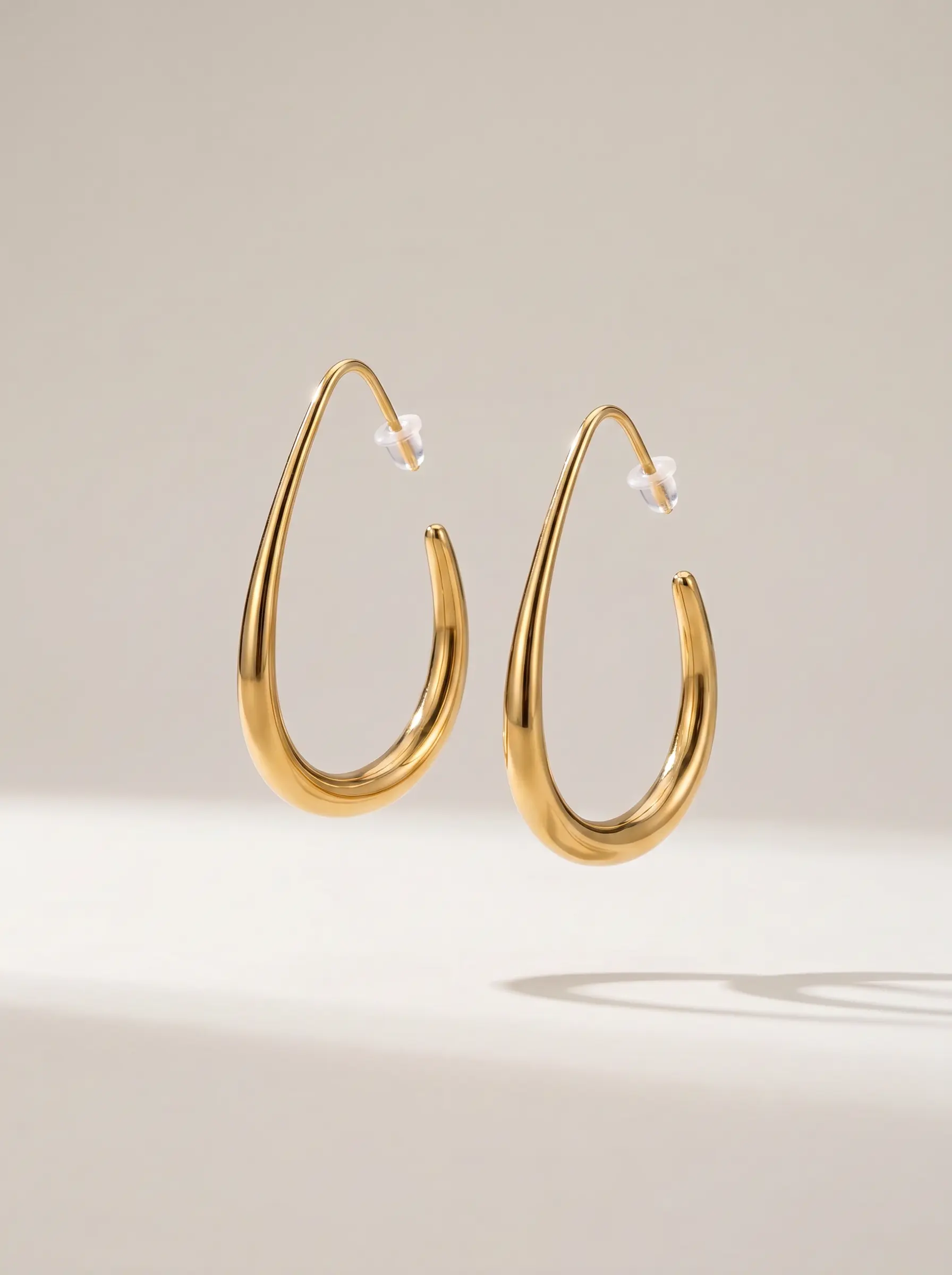 Geometric Oval Hoop Earrings – 316L Stainless Steel PVD