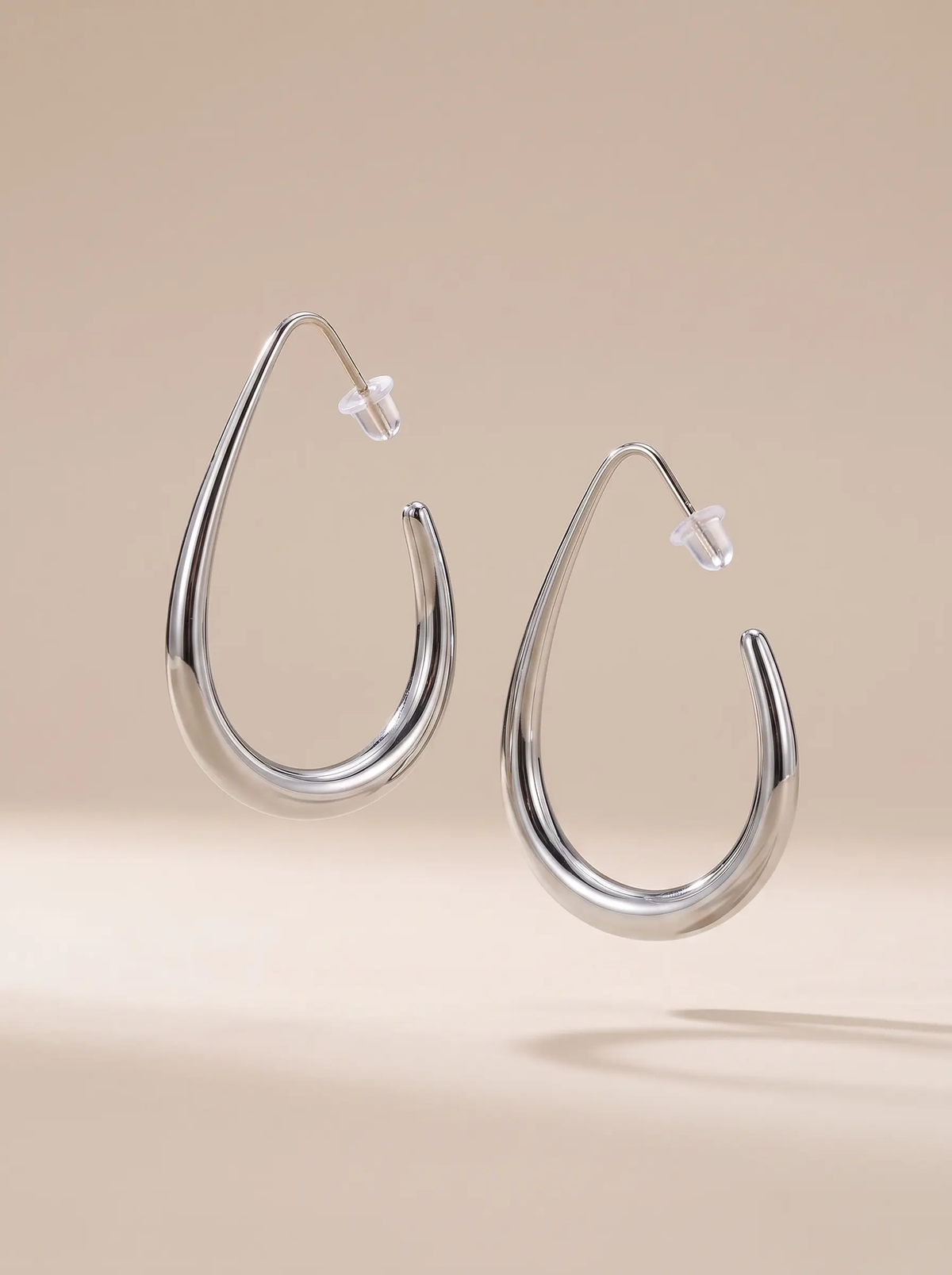 Geometric Oval Hoop Earrings – 316L Stainless Steel PVD