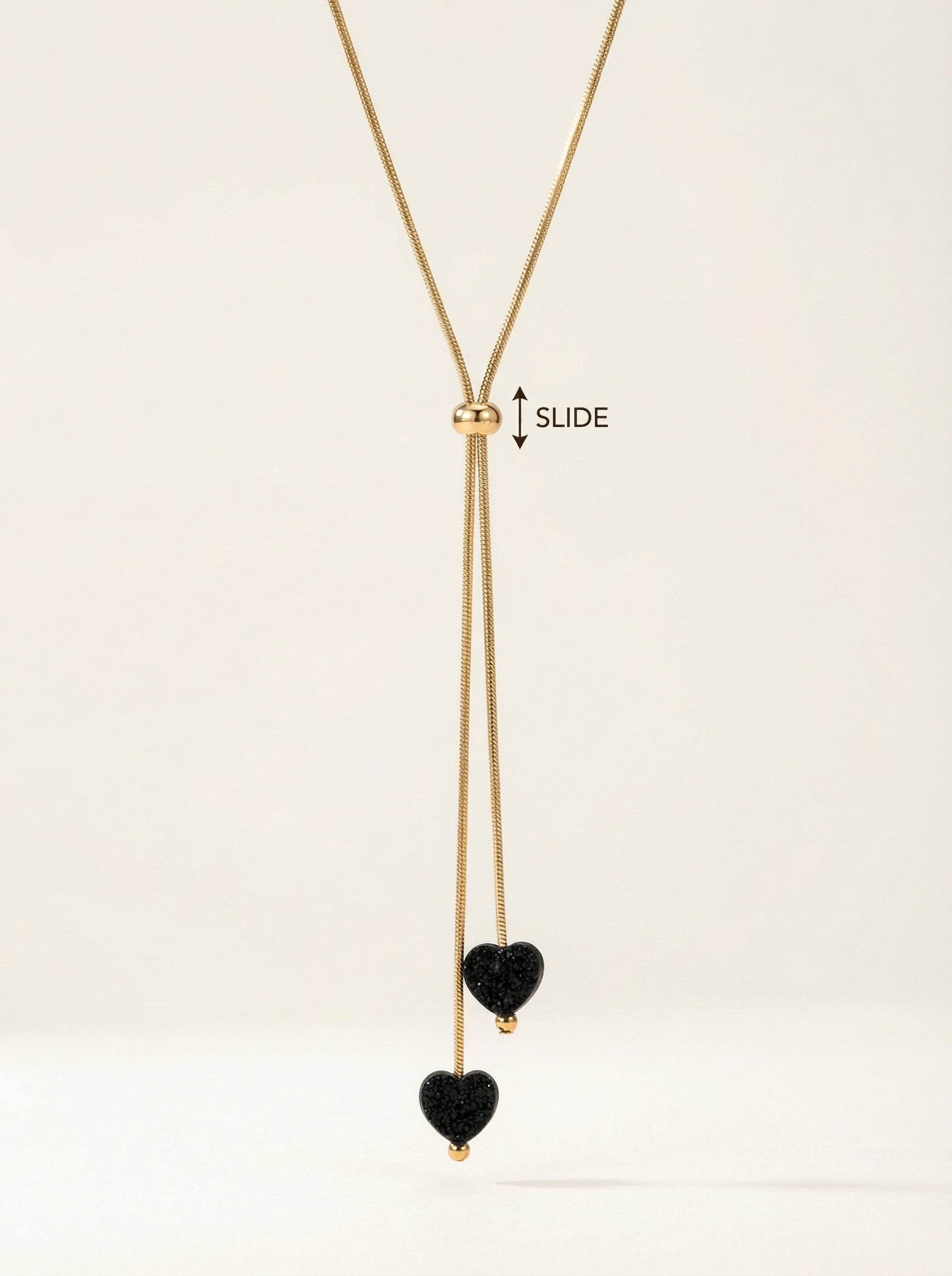 Gold Chain Black Heart Pendant Necklace