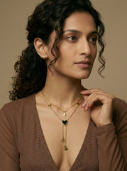 Gold Titanium Steel Multi-Layered Heart Pendant Necklace