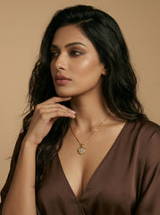 Gold 18K Electroplated Stainless Steel Heart Pendant Necklace with Crystal Accent
