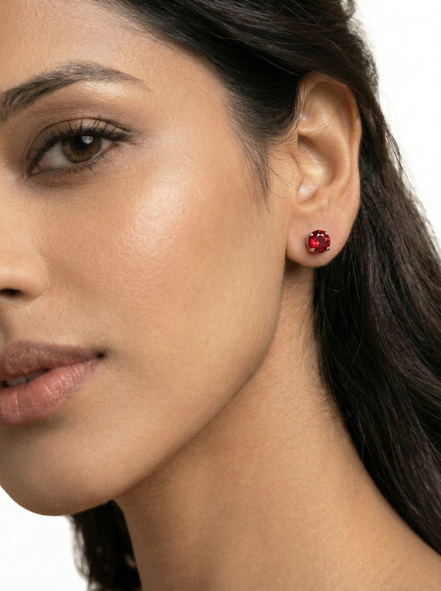 Red 4mm Stainless Steel Zirconia Studs – Everyday Unisex